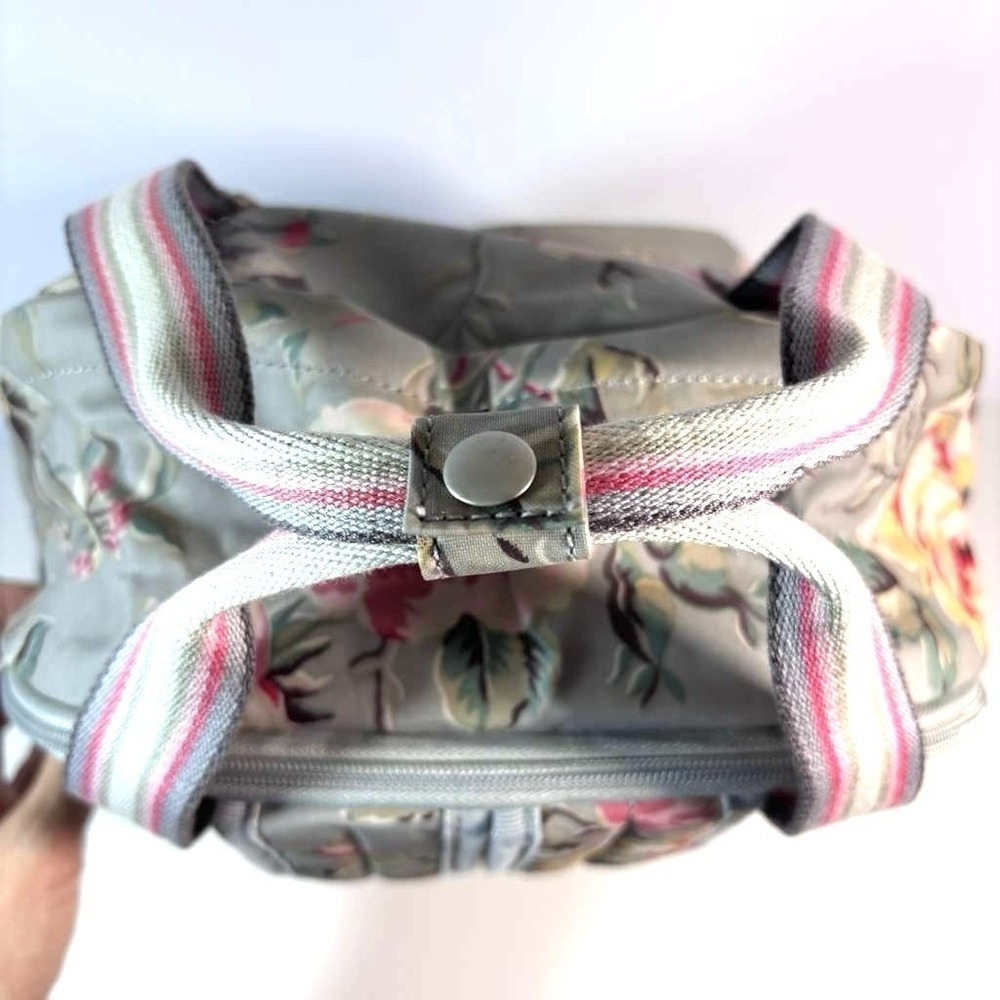 Cath Kidston Anemone Multi Pocket Backpack W/13" Travel Bag Rose Print Gray Pink - Picture 6 of 9